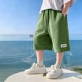 thumbnail image 2 of NAISIBABY Boys Shorts with Pockets, Casual Sports Elastic Waist Baggy Soft Fashion Outdoor Shorts Army Green 7T, 2 of 6
