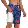 thumbnail image 2 of Sigee Chicken and Rooster Print Mens Swim Trunks with Compression Liner Quick Dry Swim Stretch Beach Shorts with Pockets,S-3XL, 2 of 7