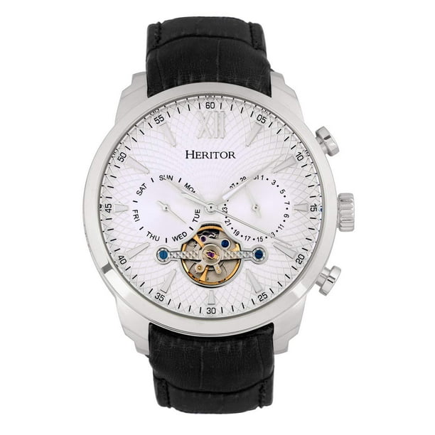 Reloj HERITOR Arthur Automático Plateado Semi Esqueleto para Hombre