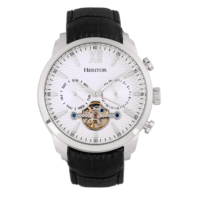Reloj HERITOR Arthur Automático Plateado Semi Esqueleto para Hombre