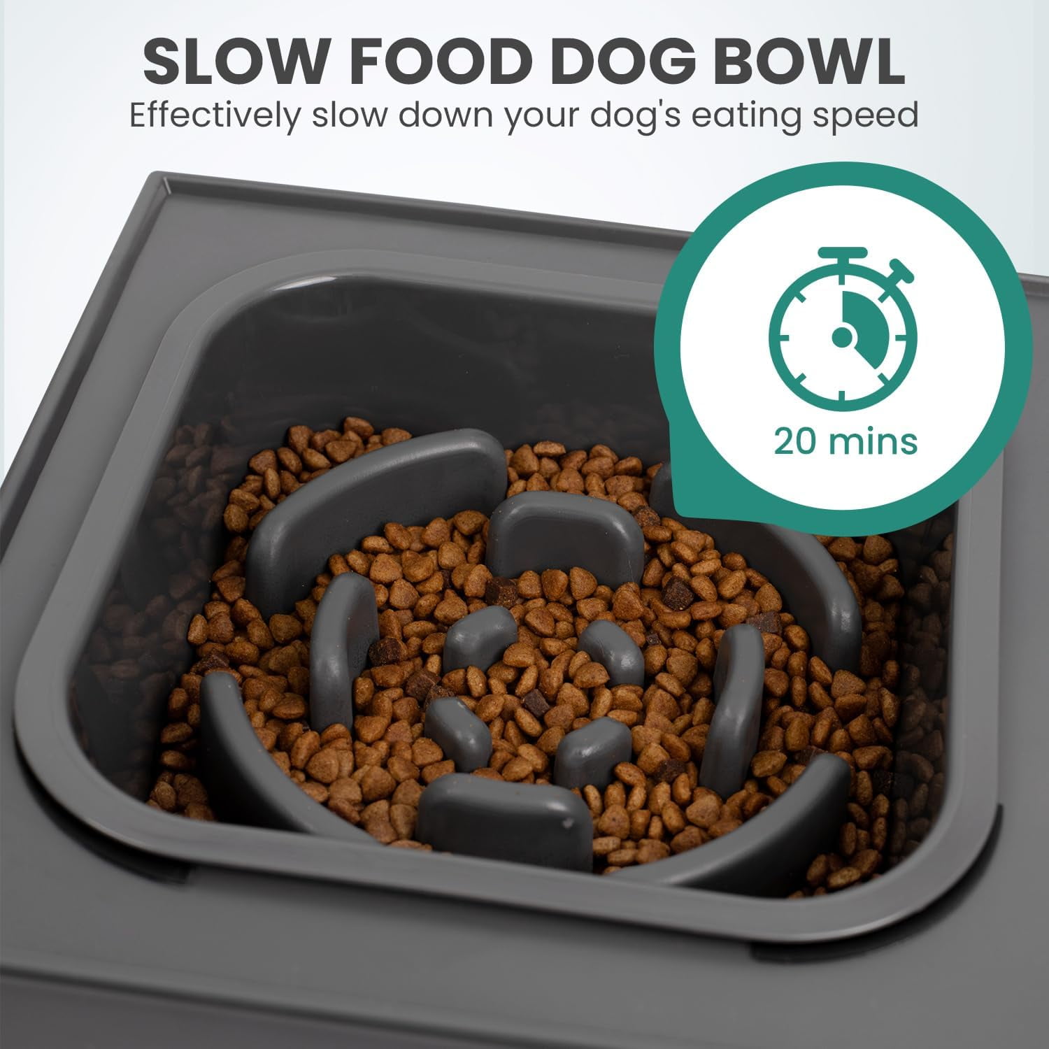 Elevated Dog Bowls, with Slow Feeder Bowl and Stainless Steel Dog Food Bowl
