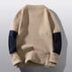 thumbnail image 2 of Gibobby Suéter de cuello redondo para hombre Sudadera de forro polar para hombre, suéter de mezcla de algodón, sudadera con cuello redondo para hombre(Caqui,Grande), 2 of 4