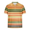 thumbnail image 3 of ZCFZJW Men's Classic Fit 100% Cotton Soft Short Sleeve Colorful Stripe Print Polo Shirt Big and Tall Regular Fit Casual Button up V Neck Henley Shirts Tops Multicolor#04 XXXL, 3 of 4