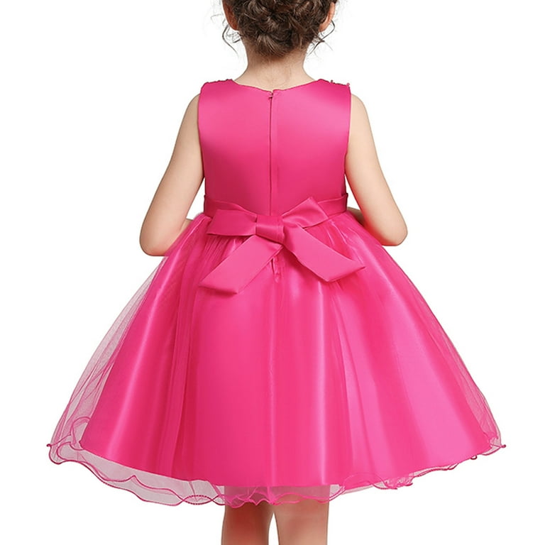 AJTQTH Girls Party Dress Stylish Sequined Sparkly Sleeveless Tunic Gowns  High-Waisted Floral Accessories Solid Color Mesh Puffy Dress Hot Pink 7  Years - Walmart.com