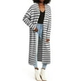thumbnail image 5 of Women's Black Stripe Print Open Front Duster Cardigan - Stylish Long Sleeve Layering Piece | [ZhiHiMeRi] | (US 12-14)L, 5 of 5