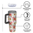 thumbnail image 4 of 40oz Pioneer Flower Floral Print Pattern Insulated Tumbler with Handle, BPA-Free Leak Proof Lid and Straws, Double Wall Vacuum, Hot 12h/Cold 34h, 4 of 6