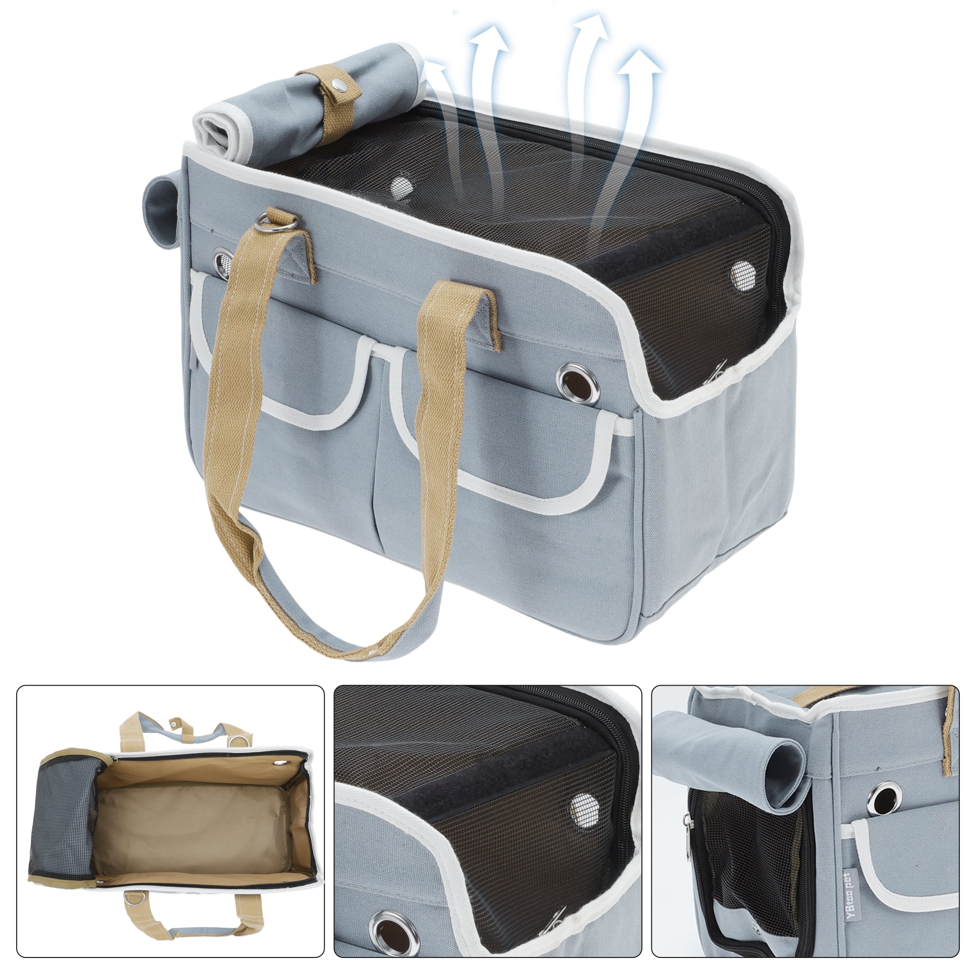 Unique Bargains Foldable Pet Carrier Bag with Removable Mat Blue