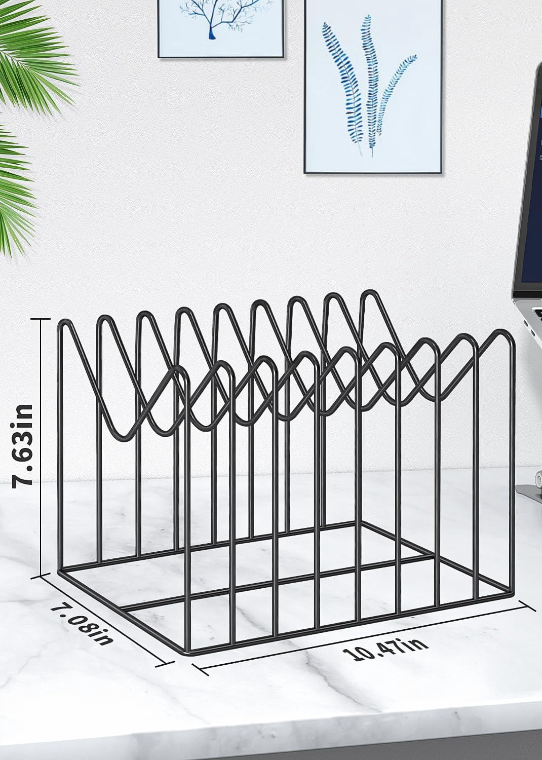 File Organizer for Desk, File Sorter, File Folder Holder, Desktop Clipboard Holder, Storage, Metal Holder, Black