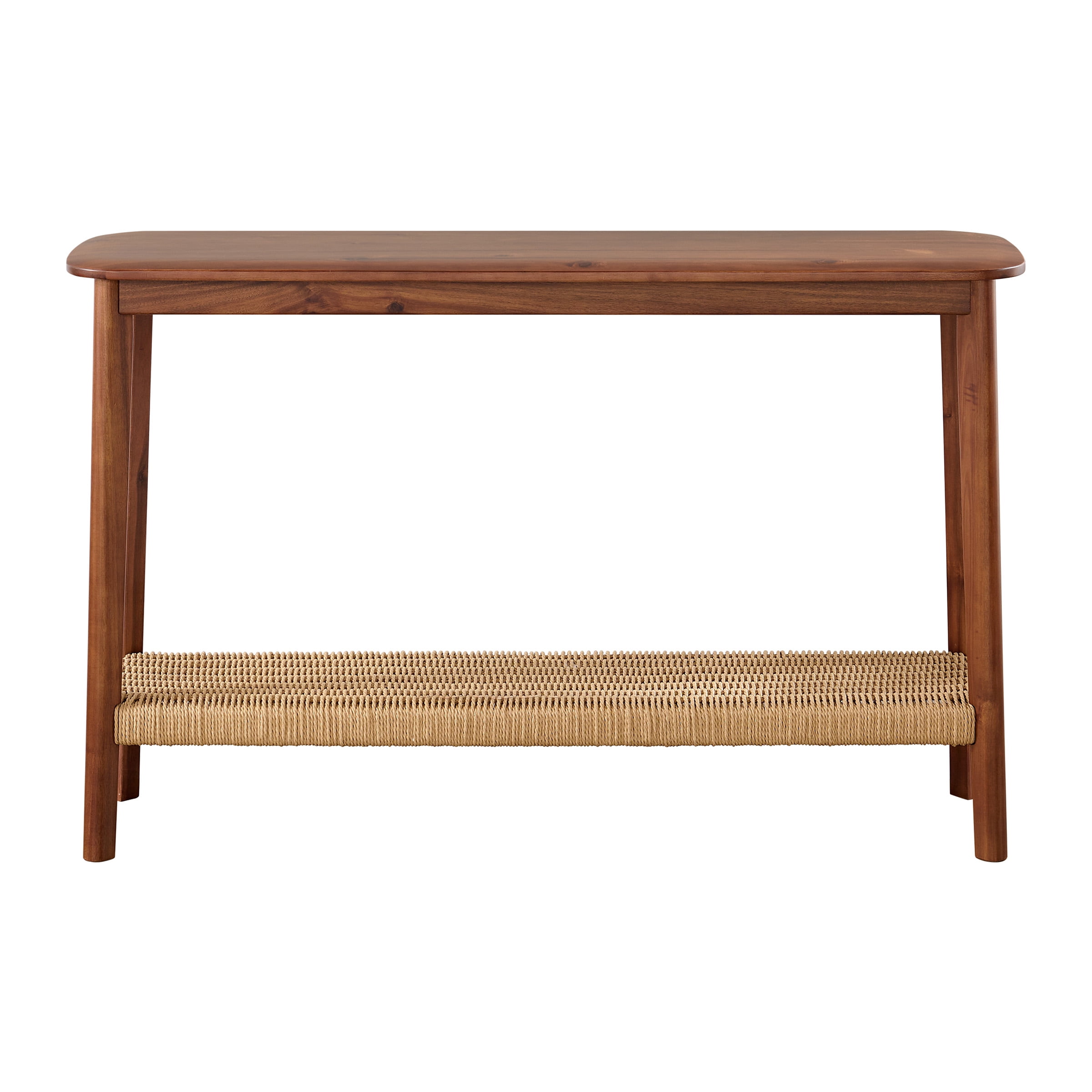 Alaterre Furniture Calais 48 in. Acacia Wood Console Table with Shelf, Modern Sofa Table, Warm Chestnut