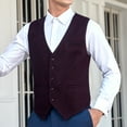 thumbnail image 3 of Men's V-Neck Suit Vests Plaid Formal Vest Business Dress Waistcoat Slim Fit Vests for Men 3 Pocket, 3 of 7