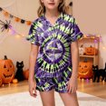 thumbnail image 2 of mgoYE Halloween Toddler Pjs Halloween Outfit for Boys Girls 2 Piece PJS Satin Silk Sleepwear Button-Down Top with Shorts for Kids Gifts, 2 of 5