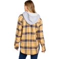thumbnail image 3 of Love Tree Women's Oversize Plaid Hooded Flannel Shirt (Large, Yellow), 3 of 3