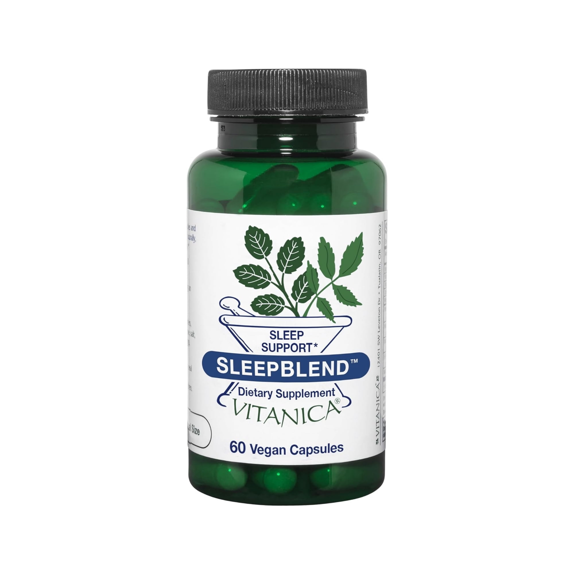 Vitanica Sleepblend, Non Habit Forming Sleep Support Supplement, with Melatonin, Valerian Root, Passionflower and Hops, Vegan, 60 Capsules
