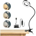 thumbnail image 1 of Lámpara de escritorio con clip de 48 LED, lámpara de lectura flexible con clip de 360°, 3 modos de iluminación y 10 niveles de brillo, lámpara de escritorio LED USB para estudiar y trabajar, negra, 1 of 5