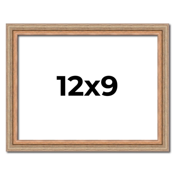 12x9 Frame Brown 60's Wooden Cabinet Solid Wood Picture Frame | 1 Inch Moulding Width | Complete