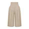 thumbnail image 2 of Outfmvch Linen Pants Women Pull On Elastic Drawstring Elastic Waist Palazzo Pants Capris Drawstring with Pockets Cotton Linen Pants Baggy Capris for Women Yoga Capris with Pockets Beige S-2XL, 2 of 5