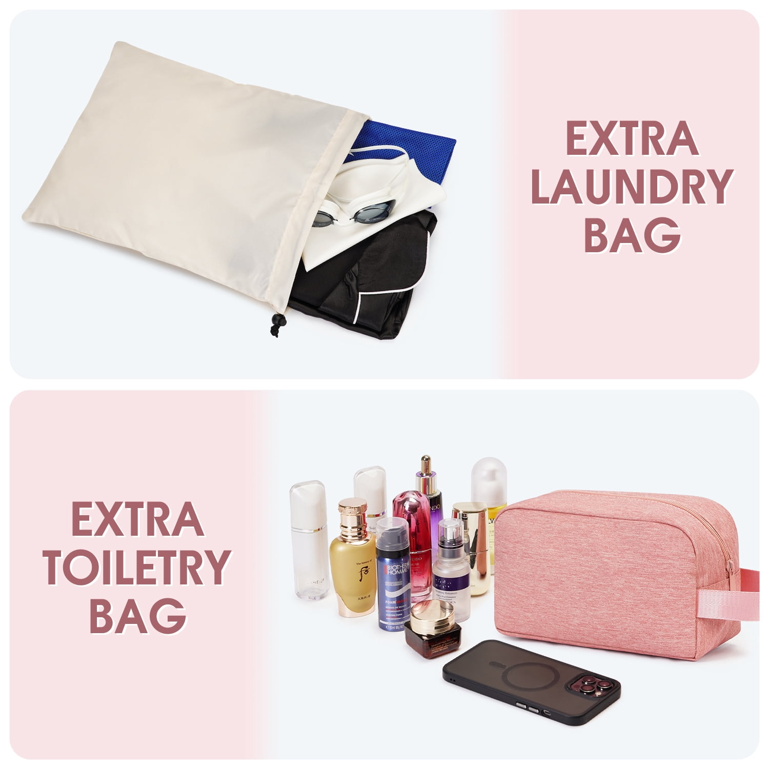 WANDF Business Travel Bag with Shoe Compartment,Gym Bag with Strip Wet Pocket for Women Ladies,TSA Carry on Personal Item Bag 18x14x8,Large Tote Bag with USB Charging Port(Pink Bag)