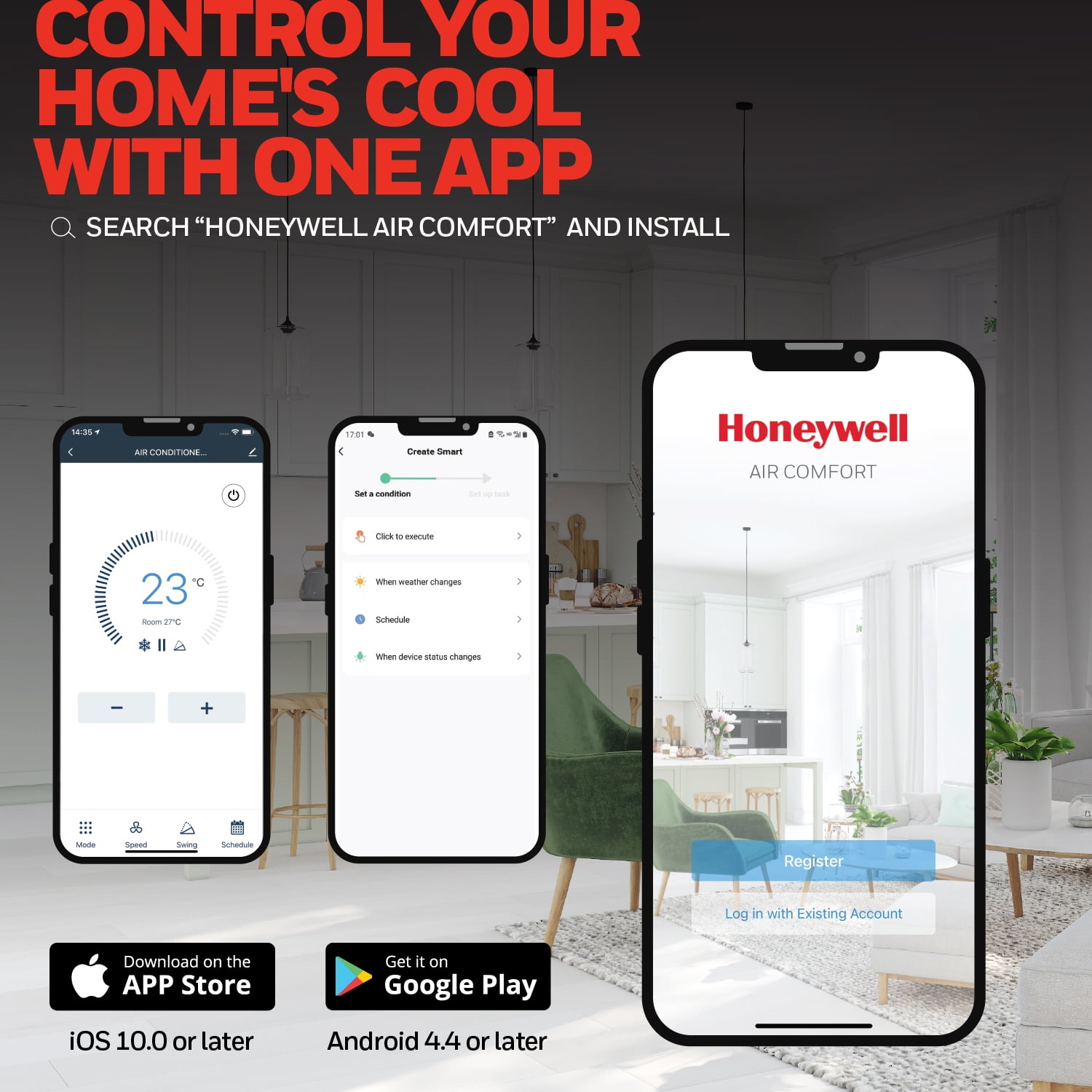 Honeywell 11,000 BTU Slim & Smart WiFi Portable AC with Fan, Dehumidifier, Alexa/Google Home Voice Control – Cools Up to 500 Sq. Ft., HX2CESVWG8 (8,000 BTU SACC)