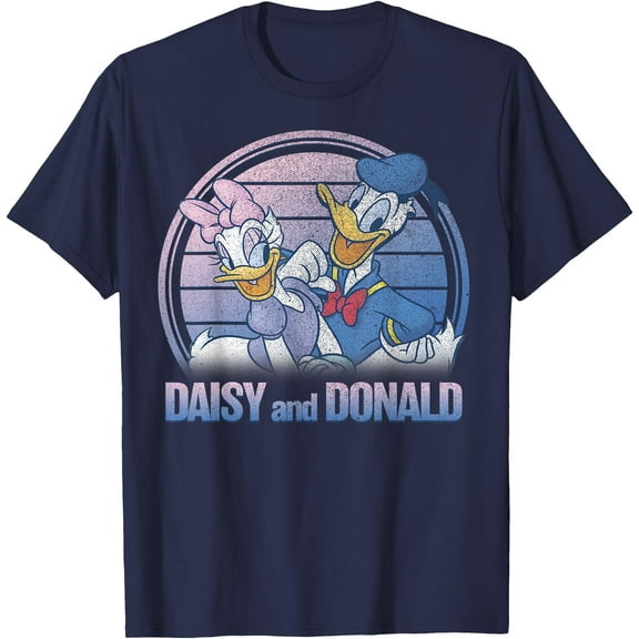 Donald And Daisy Lined Portrait DTG Print Unisex T-Shirt