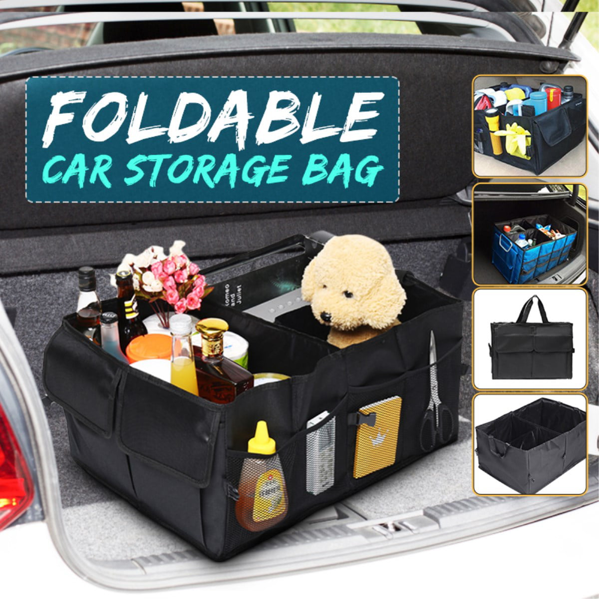 Foldable Car Auto Rear Trunk Storage Bag Pocket Cage Organizer Cooler Pouch New 