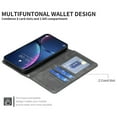 thumbnail image 6 of Case for iPhone 16 Plus,Rhombus Pattern Flip Wallet Leather Case with Card Holder Magnetic Closure Shockproof Kickstand Protective Phone Cases Cover,Black,For iPhone 16 Plus, 6 of 10
