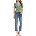 thumbnail image 2 of Allegra K Women's Floral Print Rufle Button Up Puff Short Sleeves Blouse Top, 2 of 6