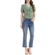 thumbnail image 2 of INSPIRAR CHIC Blusa de Manga Corta con Botones y Volantes de Estampado Floral para Mujeres S Verde-Blanco, 2 of 7