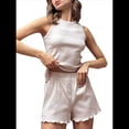 thumbnail image 3 of Conjuntos de Dos Piezas de Verano para Mujer: Top Corto Sin Mangas y Pantalones Cortos Casuales, Gris Rosado Pálido, Talla S, 3 of 10