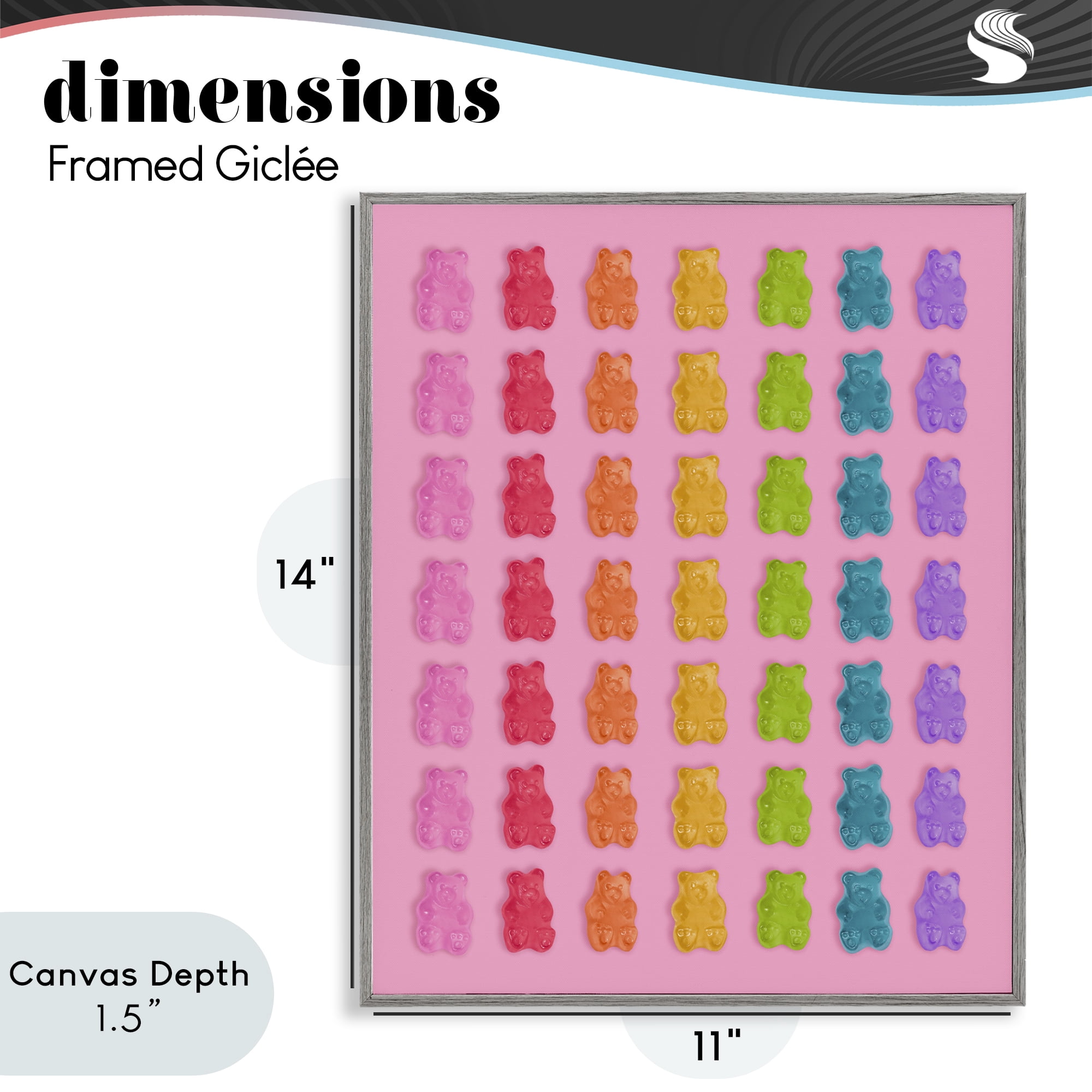 Stupell Industries Rainbow Bears in Stripes Gray Framed Giclee Art, design by LISH Creative