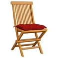 thumbnail image 2 of vidaXL Chaises de Jardin avec Coussins Rouges 6 Pcs Bois de Teck Massif, 2 of 12