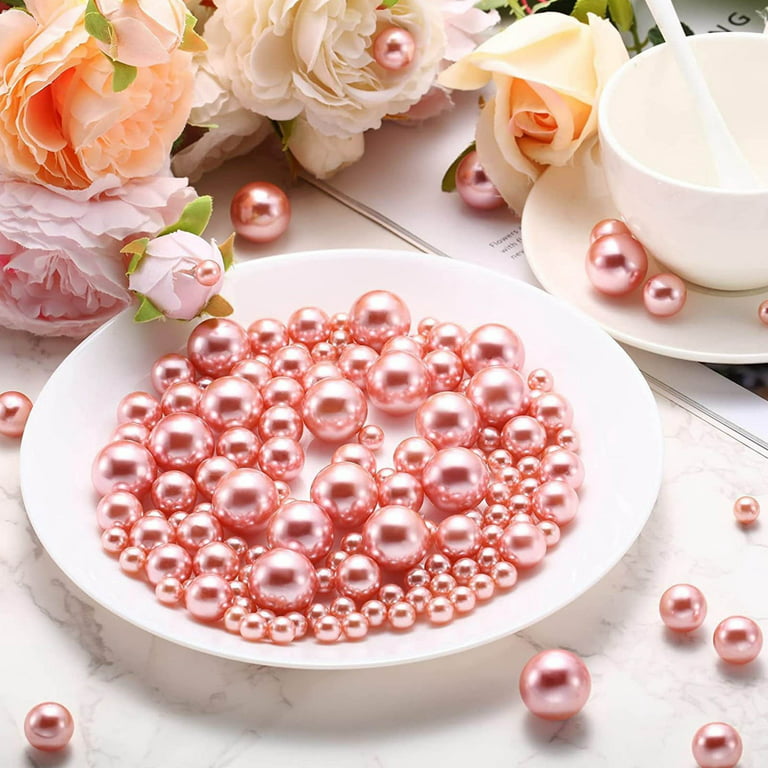Mouliraty Valentine's Day Vase Filler Wedding Decor Heart Shape Simulation Pearl Water Gel Bead Floating Candles Centerpiece for Wedding Decor