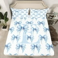 thumbnail image 2 of Feelyou Blue Princess Bowknot Full Size Sheets for Kids, Initial E Letter Bed Sheets, Watercolor Ribbon Sheet Sets, Ultra Soft Bedroom Decor, 4-Piece, 2 of 7