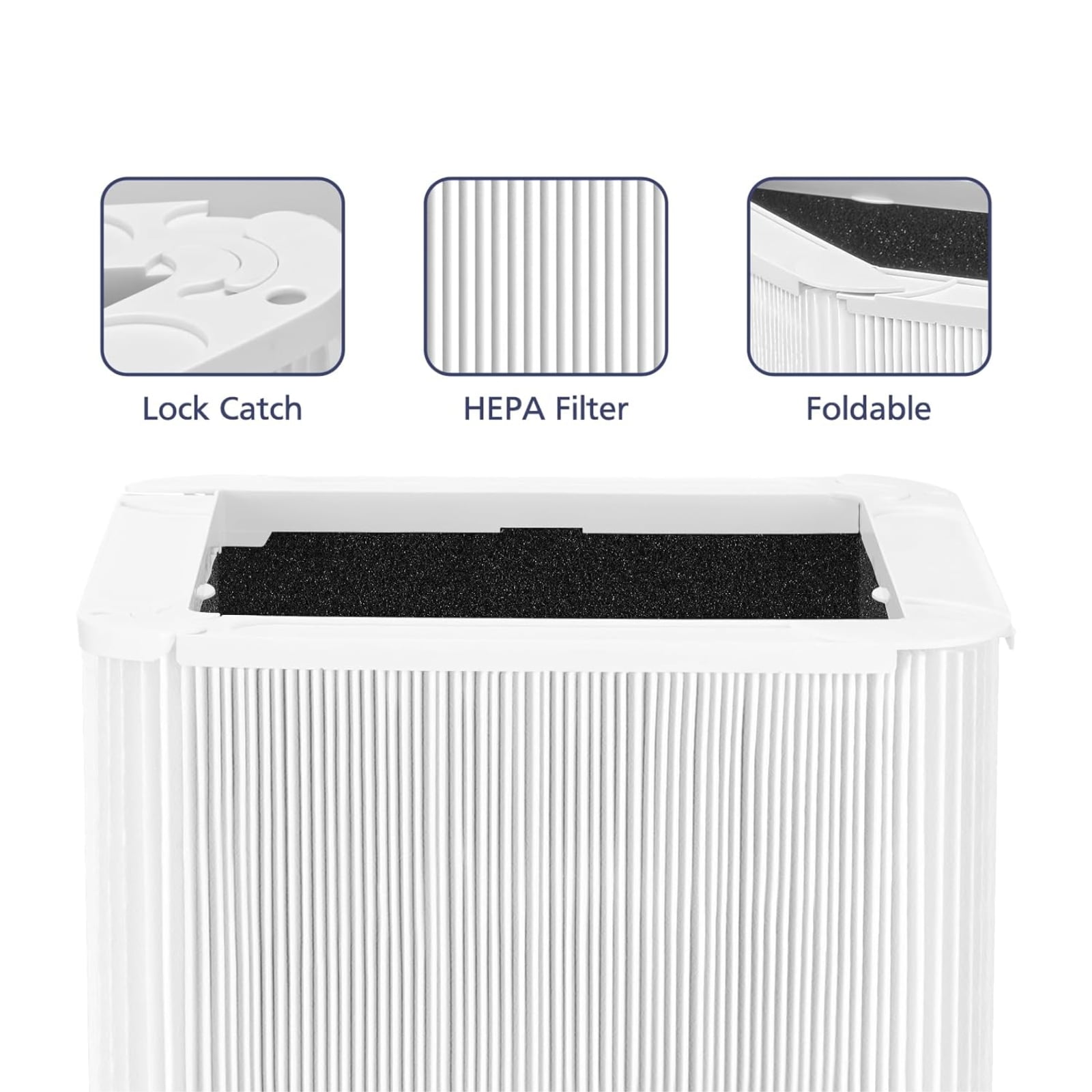 Nispira Collapsible True HEPA Particle Activated Charcoal Filter Replacement Compatible with Blueair Blue Pure 121 Large Air Purifier 620 SQ.FT | Remove Smoke VOCs | 1 Pack