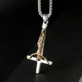 thumbnail image 5 of MATROOY Men's Stainless Steel Upside Down Cross Necklace for Men Inverted Pendant Chain-B, 5 of 9