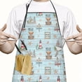 thumbnail image 2 of Blue Highland Cow Lighthouse Beach Pattern Apron-Garden Aprons for Women with Pockets-Cotton Linen Waterproof Kitchen Cooking Gardening Aprons Adjustable for Kitchen,Cooking,BBQ and Salon 33x27 Inch, 2 of 7