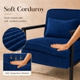 thumbnail image 3 of SESSLIFE Accent Chair with Storage Space, Upholstered Living Room Chairs with Waist Cushion & Wood Frame, Reading Armchair for Bedroom Sunroom, Blue, 3 of 9