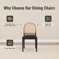 thumbnail image 6 of Leumius Rattan Dining Chairs Set of 2, Upholstered Linen Dining Room Chairs with Backrests, Modern Kitchen Chairs with Wood Legs for Dining Room, Black, 6 of 9