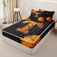 thumbnail image 2 of Castle Fairy Orange Basketball Initial T Zipper Twin Comforter Sets with Fitted Sheet and 2 Pillowcases, Abstract Watercolor Splash Zipper Bedding Set, Black Orange,4-Piece,Black Reversible, 2 of 6