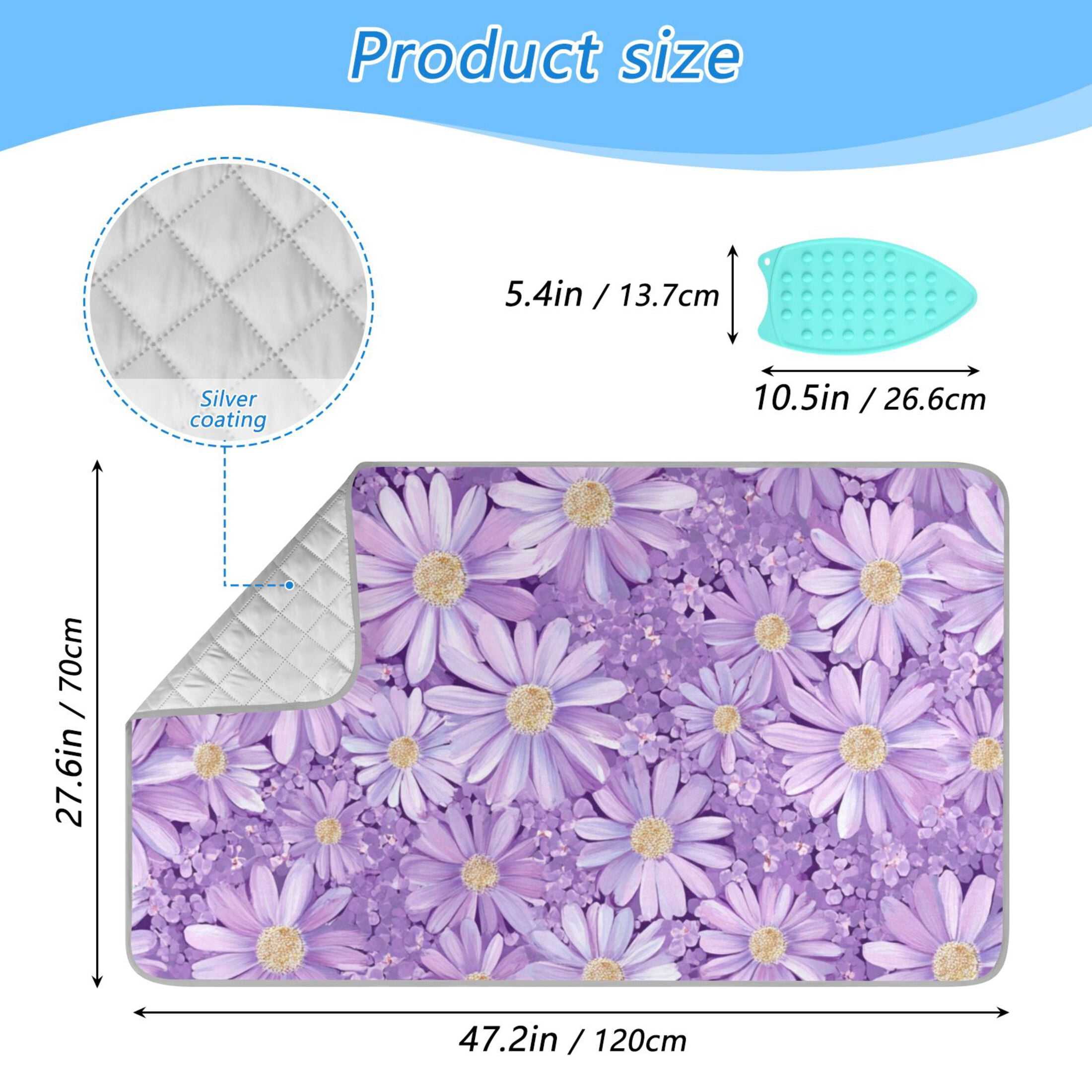 Purple Daisies Ironing Mat Blanket Portable Travel Ironing Pad Heat Resistant Pad 47.2" x 27.6”