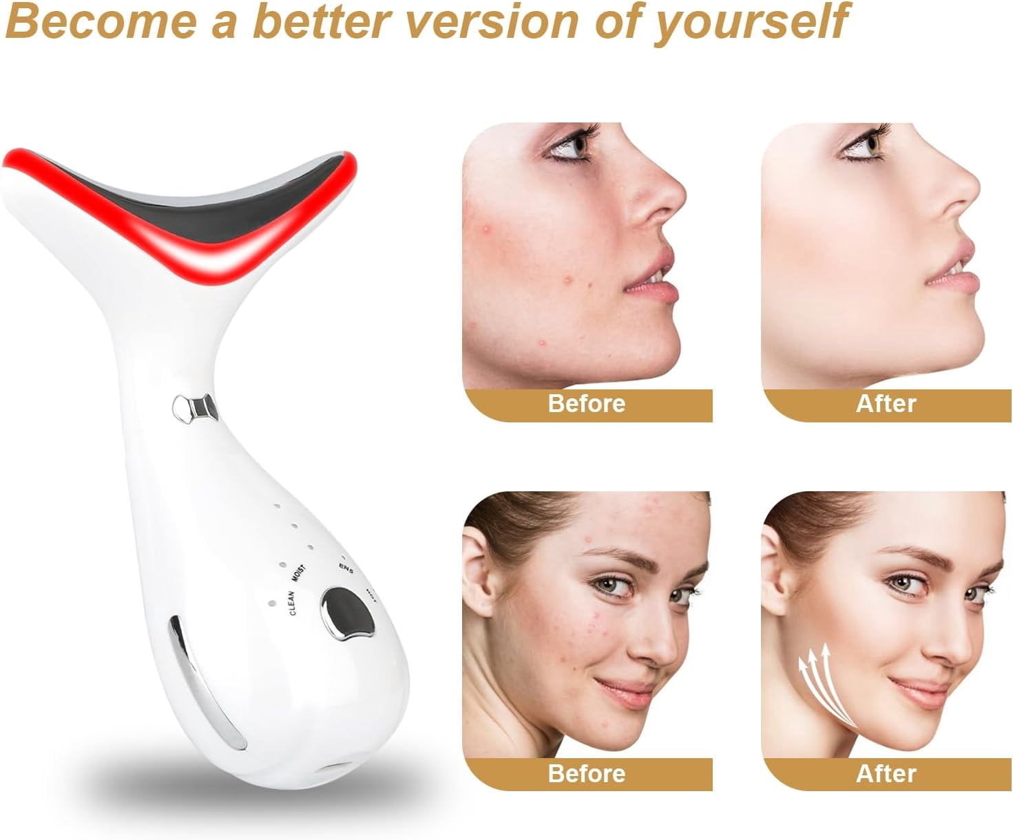 Banome Red Light Therapy for Face and Neck,Facial Wand,Wavy Chic Beauty Multifunctional Facial-Device