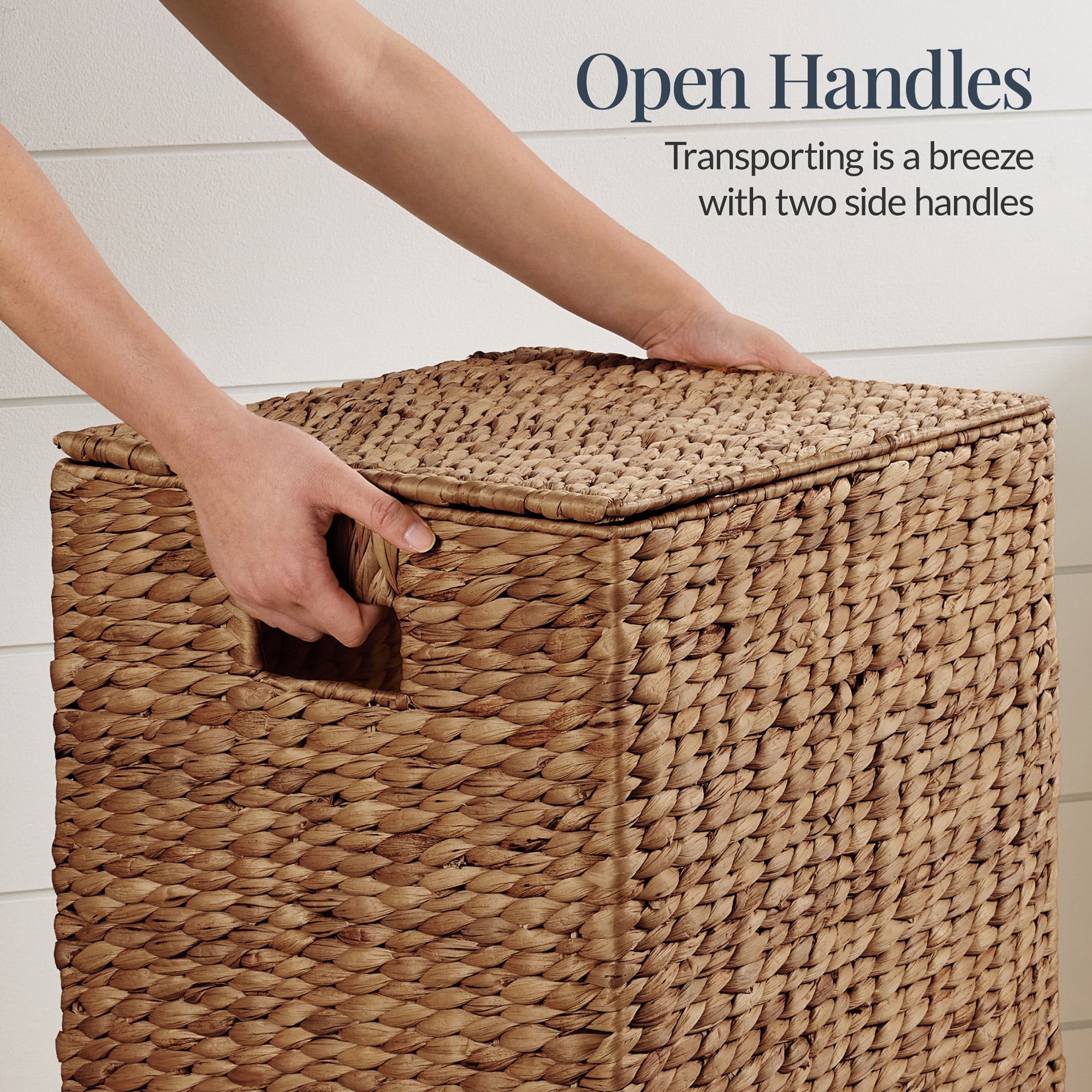 Best Choice Products Large Laundry Hamper w/Lid, Handwoven Laundry Basket, w/ Removable Liner & Handles - Chestnut