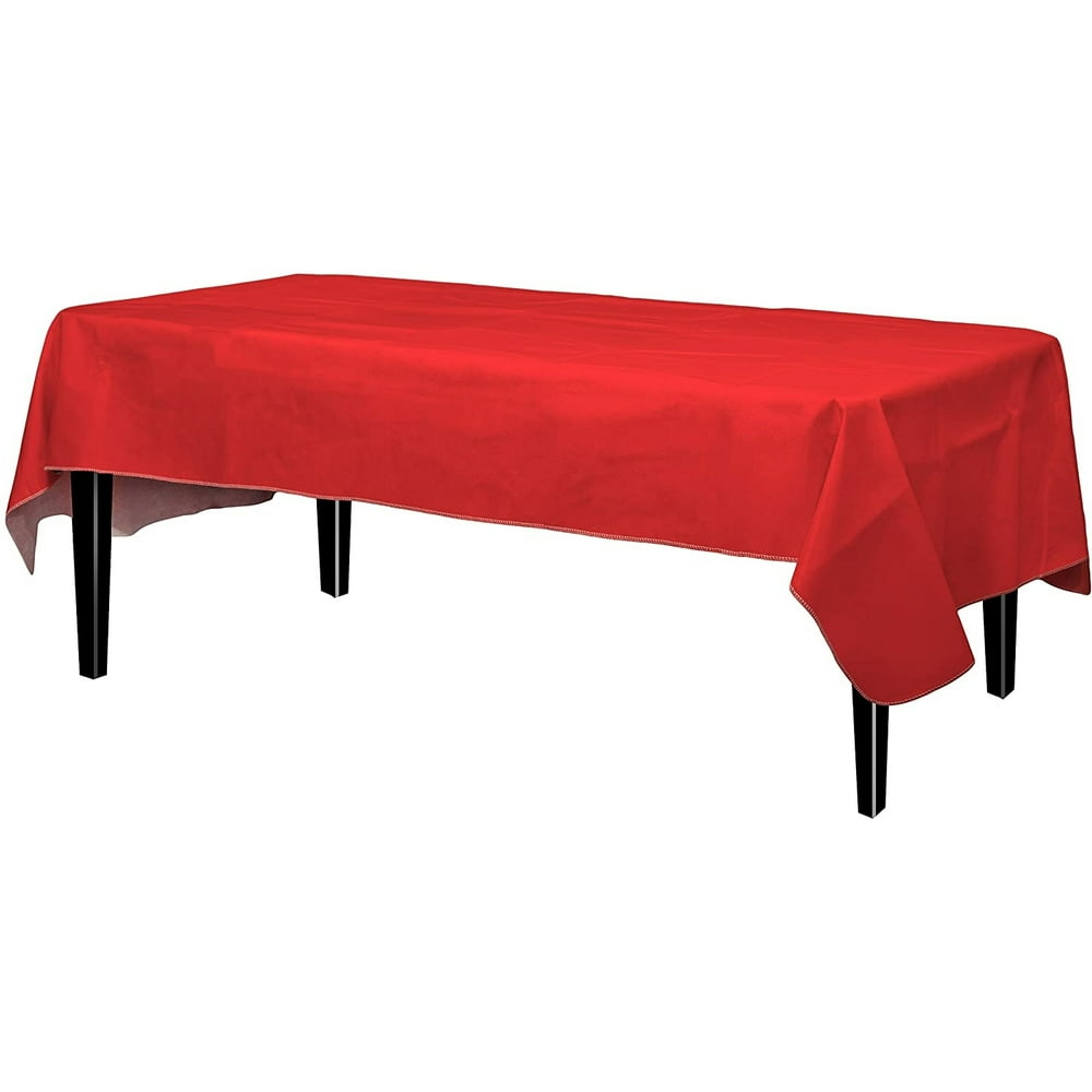 Red Rectangle Flannel Backed Vinyl Tablecloth Solid Color Quality