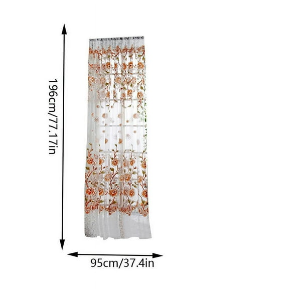 Lilixerw Peony Sheer Window Curtain for Bedroom,Floral Embroidered Gauze Valance Curtain for Living Room,Lace Cafe Curtain Panel,Coffee