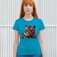 thumbnail image 3 of Tee Hunt Dean Russo Colorful Siberian Tiger T-Shirt Wild Big Cat Women's T-Shirt Tee, Light Blue, X-Large, 3 of 5