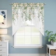 thumbnail image 6 of Swag Valance Curtains for Windows, Green Eucalyptus Leaves Light Filtering Kitchen Curtains with Rod Pocket, Spring Floral Weeping Farmhouse Window Treatment Valances for Living Room, 28x36 - 2 PCS, 6 of 9