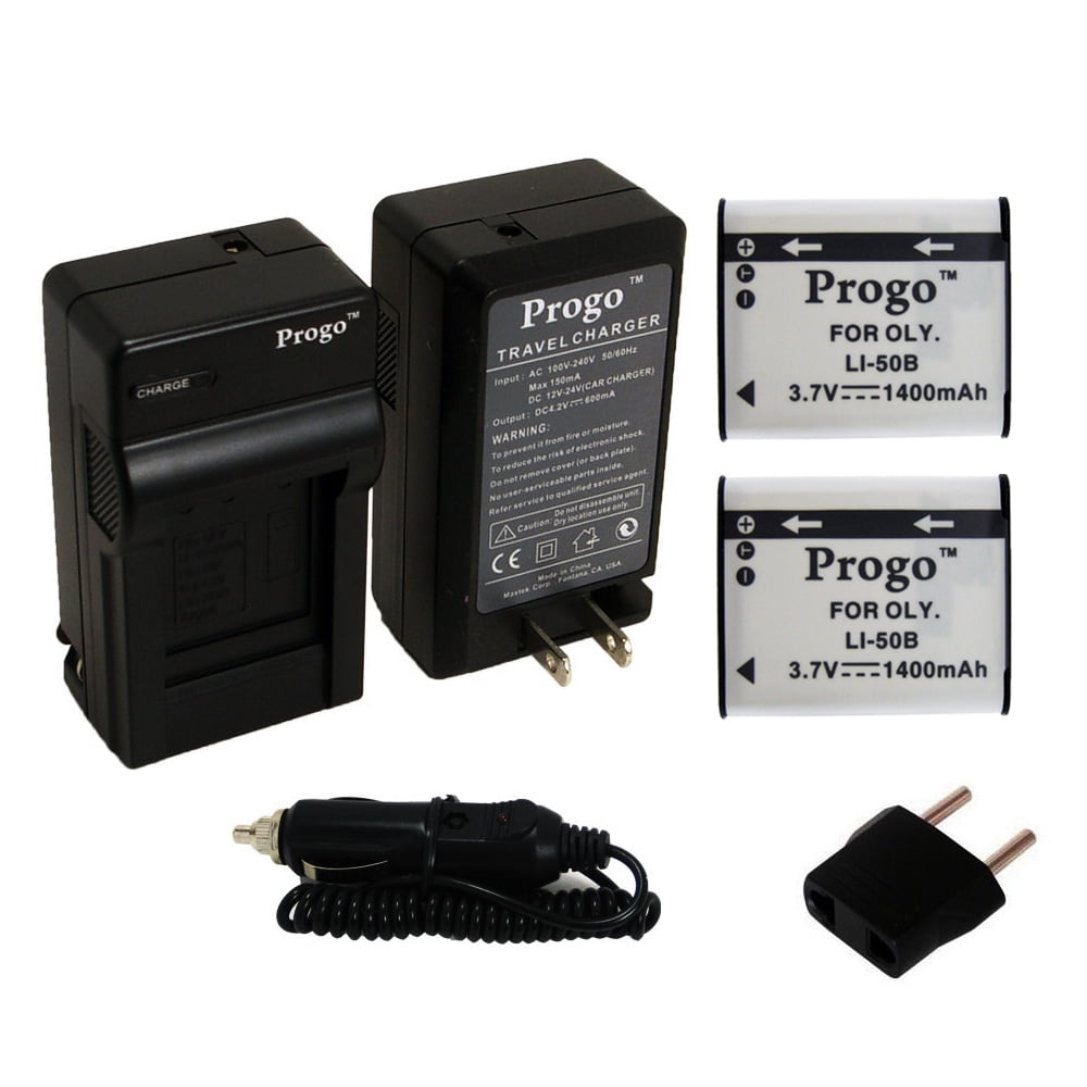 Progo LI50B Power Pack (Two LiIon Rechargeable Batteries and Pocket Travel AC/DC Wall Charger