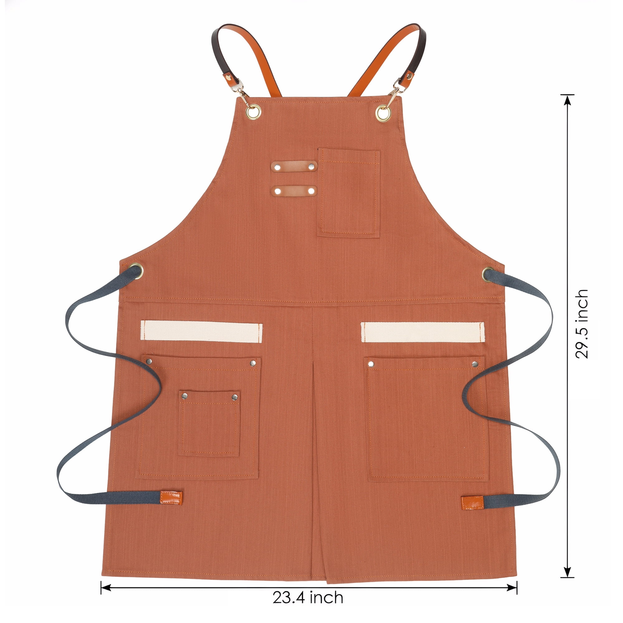 Unique Bargains Adjustable Long Waist Cooking Apron with Pockets for Kitchen Brick