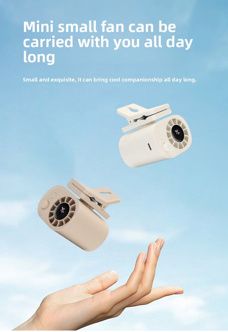 Car Clip On Fan with LED Display - 360° Rotation, 100 Speeds Adjustable, USB Rechargeable Personal Cooling Fan 1800mAh Battery