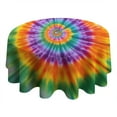 thumbnail image 4 of Colorful Rainbow Tie Dye Spiral Pattern Round Tablecloth 60"x60",Wrinkle Wipeable Table Cloth for Kitchen Dining Room Picnic Patio Party, 4 of 6