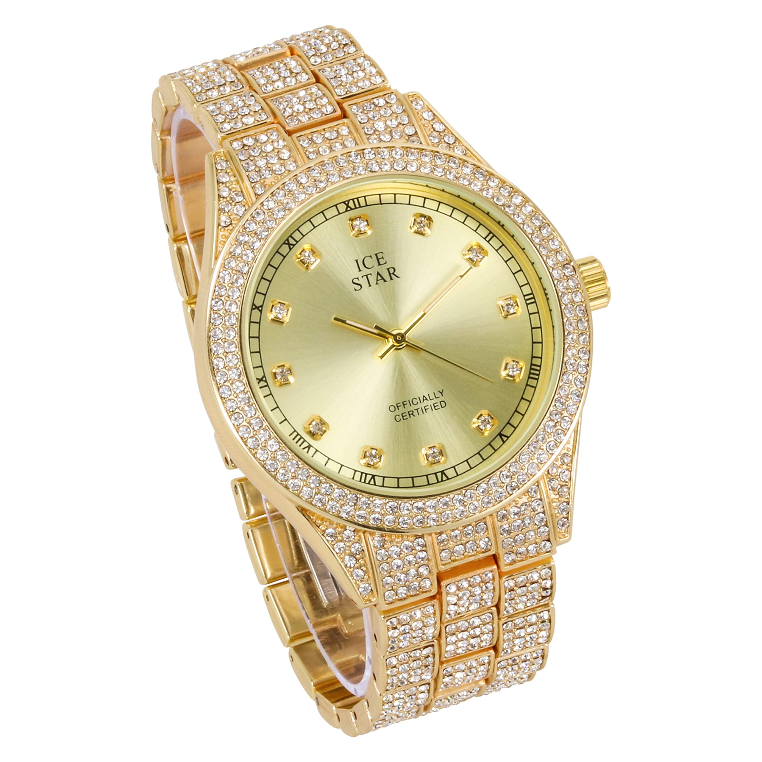 Iced out cheap quartz watch